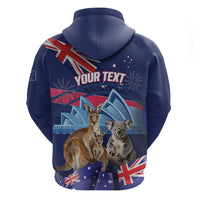 Personalised Australia Kangaroo Koala Zip Hoodie Aussie Flag Inspired