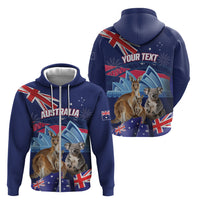Personalised Australia Kangaroo Koala Zip Hoodie Aussie Flag Inspired