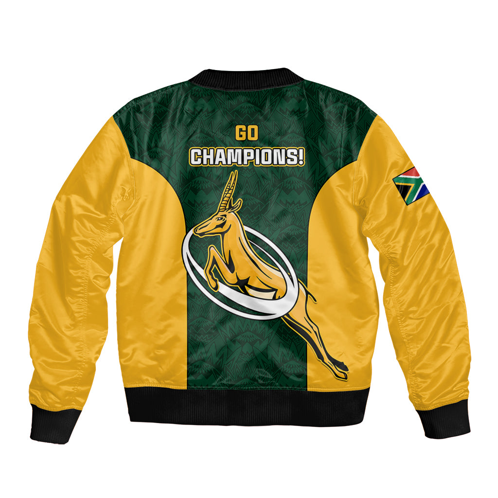South Africa Rugby Bomber Jacket Springboks Go Champions Protea Pattern - Wonder Print Shop