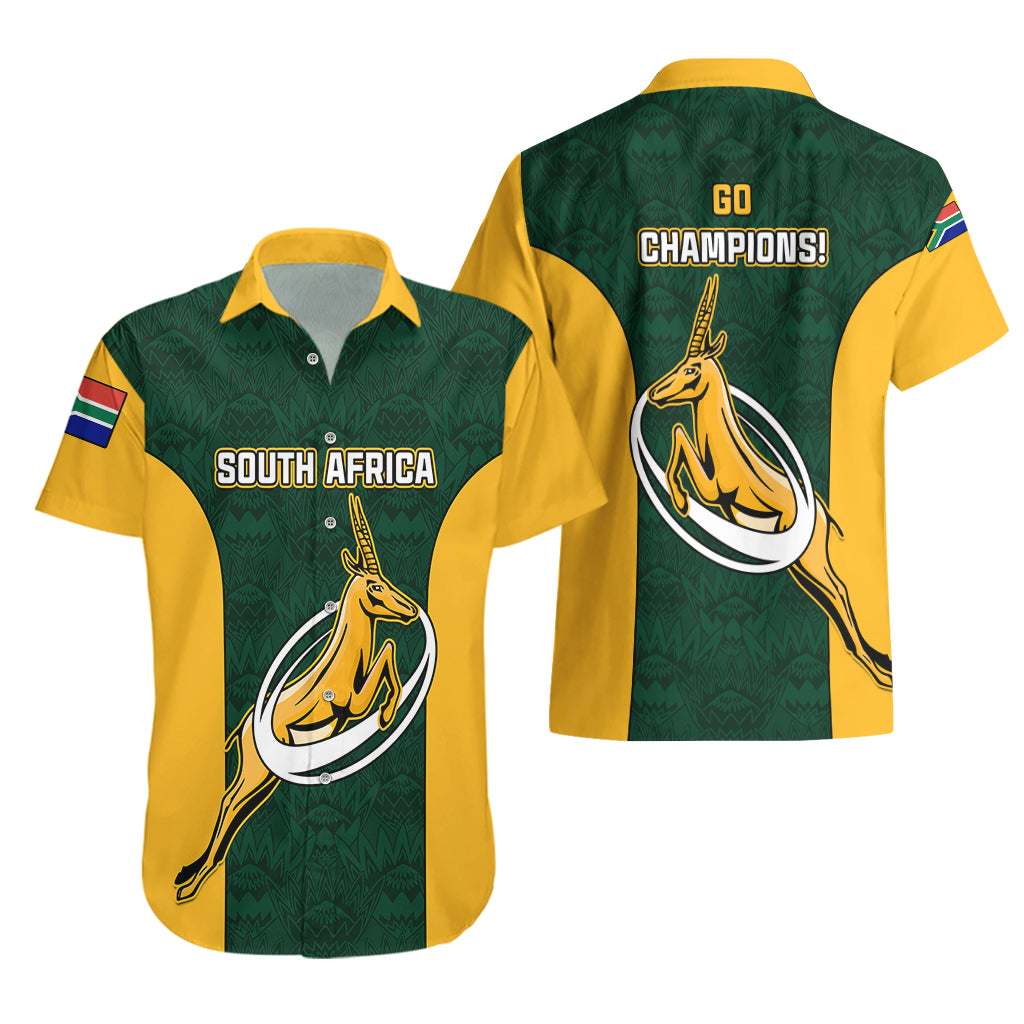 South Africa Rugby Hawaiian Shirt Springboks Go Champions Protea Pattern - Wonder Print Shop