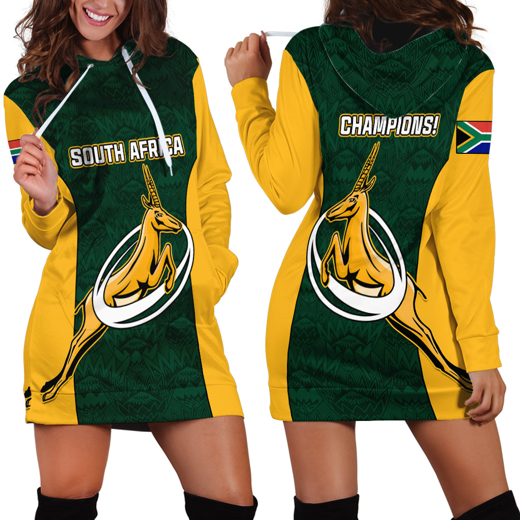 South Africa Rugby Hoodie Springboks Go Champions Protea Pattern - Wonder Print Shop