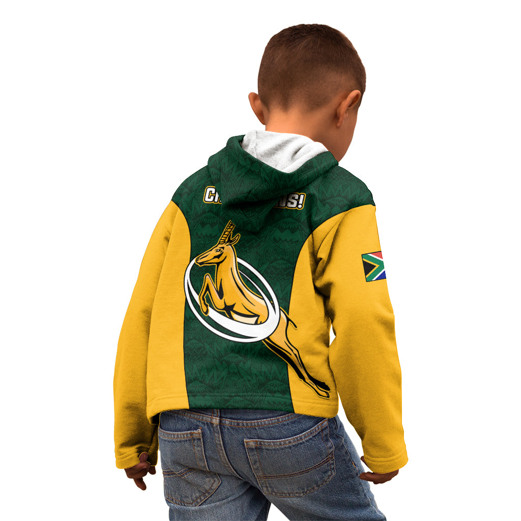 South Africa Rugby Kid Hoodie Springboks Go Champions Protea Pattern - Wonder Print Shop