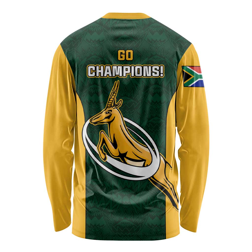 South Africa Rugby Long Sleeve Shirt Springboks Go Champions Protea Pattern LT01