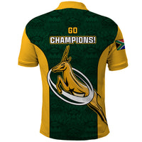 South Africa Rugby Polo Shirt Springboks Go Champions Protea Pattern - Wonder Print Shop