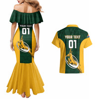 Custom South Africa Rugby Couples Matching Mermaid Dress and Hawaiian Shirt Springboks Go Champions Protea Pattern - Wonder Print Shop