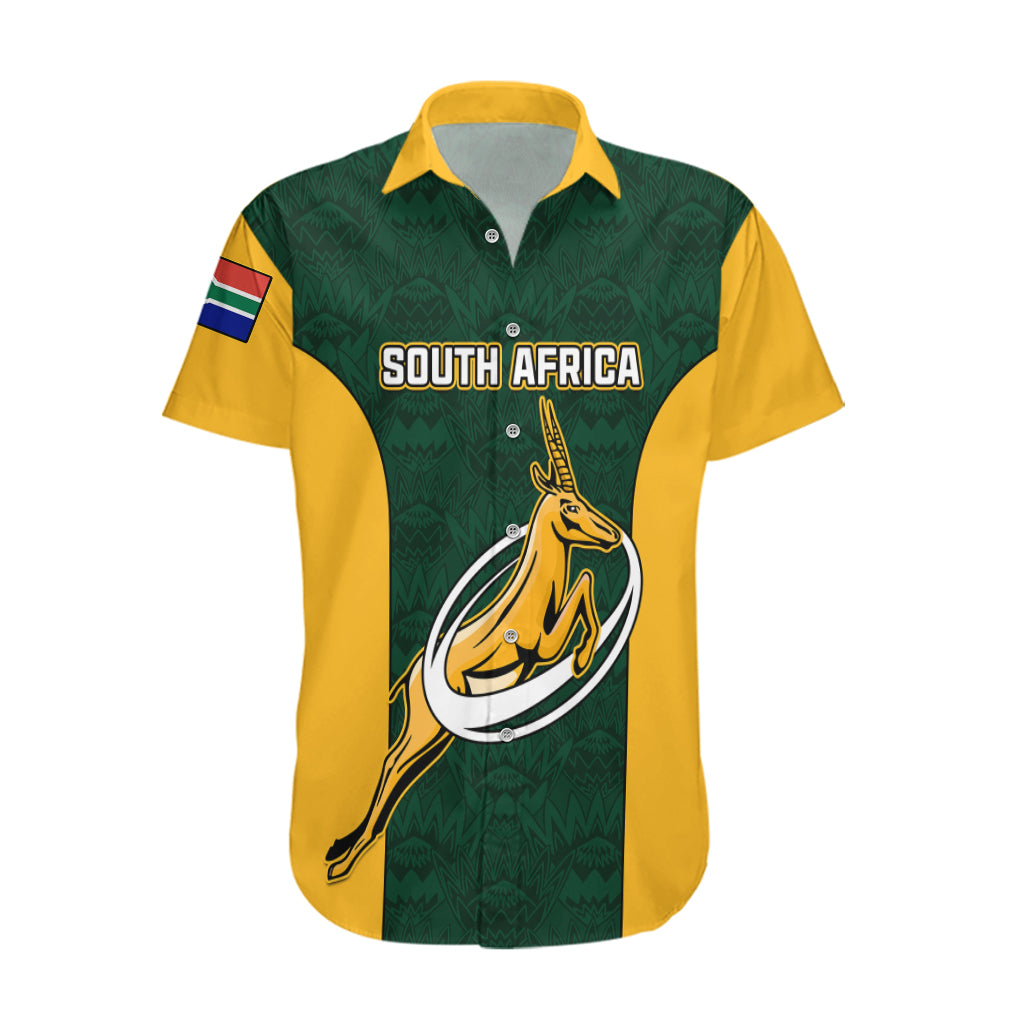 Custom South Africa Rugby Hawaiian Shirt Springboks Go Champions Protea Pattern LT01