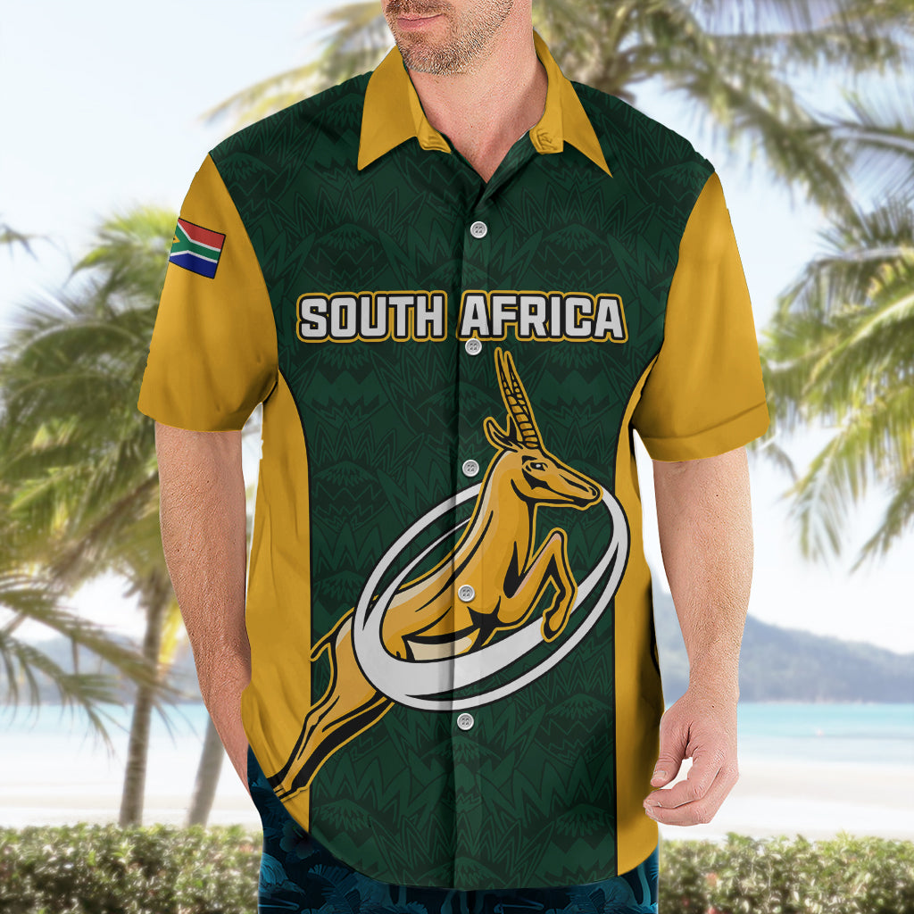 Custom South Africa Rugby Hawaiian Shirt Springboks Go Champions Protea Pattern - Wonder Print Shop