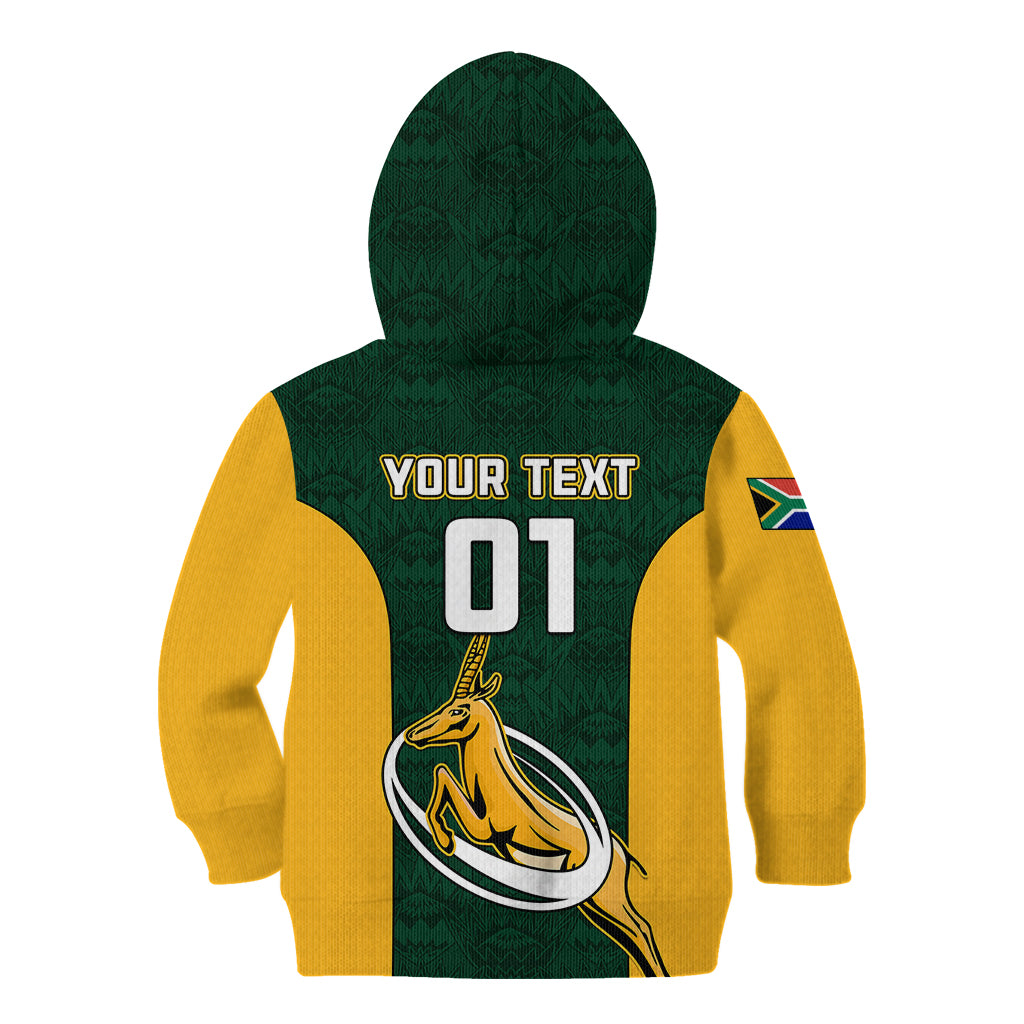 Custom South Africa Rugby Kid Hoodie Springboks Go Champions Protea Pattern - Wonder Print Shop