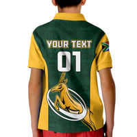 Custom South Africa Rugby Kid Polo Shirt Springboks Go Champions Protea Pattern - Wonder Print Shop