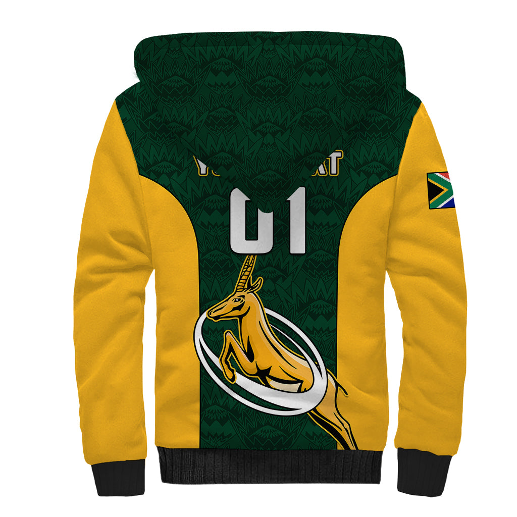 Custom South Africa Rugby Sherpa Hoodie Springboks Go Champions Protea Pattern - Wonder Print Shop