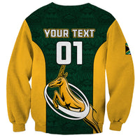 Custom South Africa Rugby Sweatshirt Springboks Go Champions Protea Pattern - Wonder Print Shop