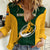 Custom South Africa Rugby Women Casual Shirt Springboks Go Champions Protea Pattern - Wonder Print Shop