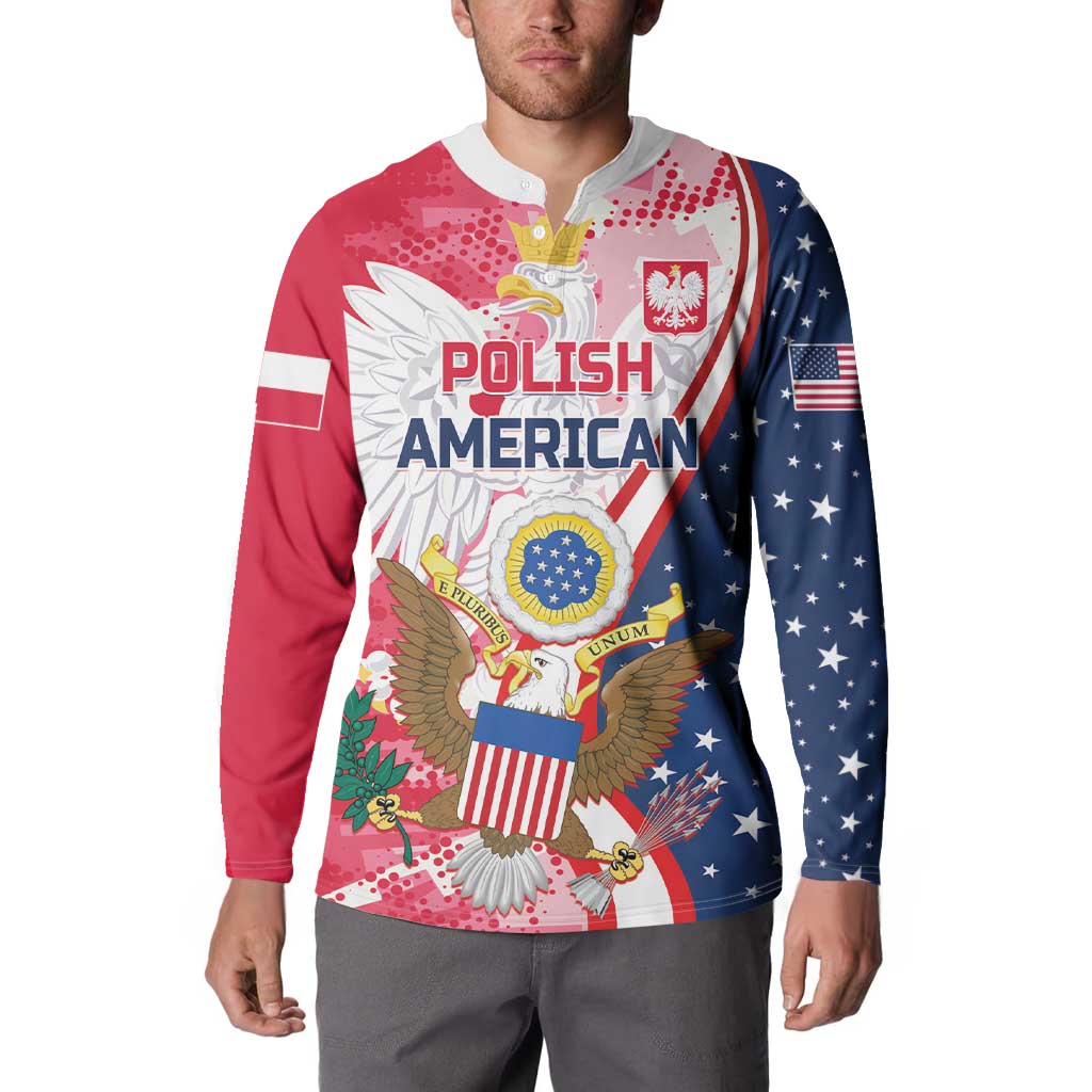 Personalized Polish-American Heritage Month Button Sweatshirt Eagle Curve Style - Wonder Print Shop