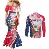 Personalized Polish-American Heritage Month Couples Matching Mermaid Dress and Long Sleeve Button Shirt Eagle Curve Style