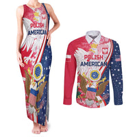 Personalized Polish-American Heritage Month Couples Matching Tank Maxi Dress and Long Sleeve Button Shirt Eagle Curve Style - Wonder Print Shop