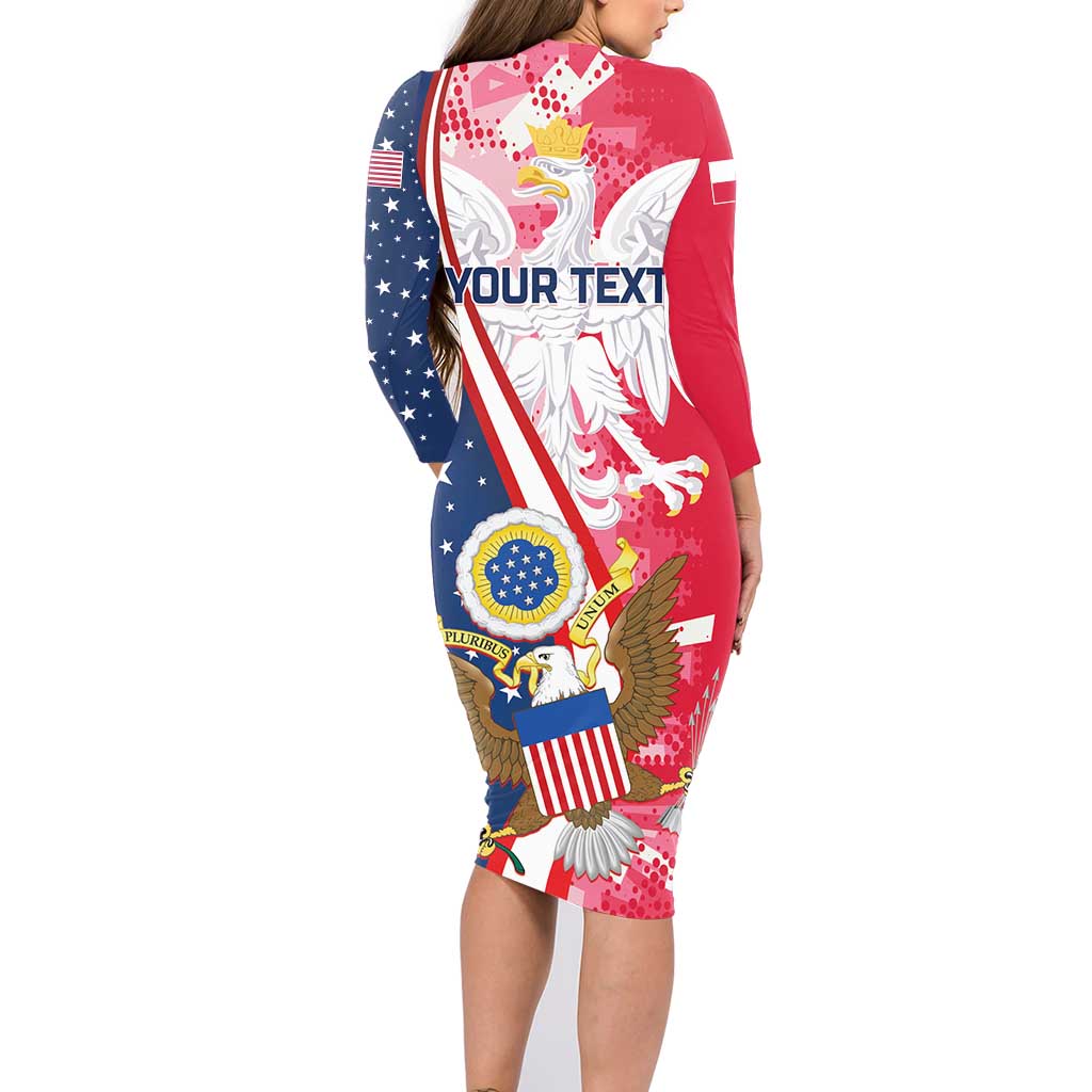 Personalized Polish-American Heritage Month Family Matching Long Sleeve Bodycon Dress and Hawaiian Shirt Eagle Curve Style - Wonder Print Shop