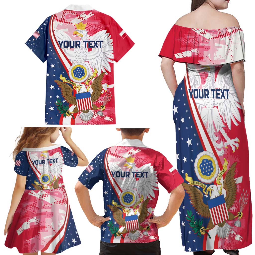 Personalized Polish-American Heritage Month Family Matching Off Shoulder Maxi Dress and Hawaiian Shirt Eagle Curve Style - Wonder Print Shop