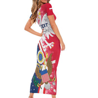 Personalized Polish-American Heritage Month Family Matching Short Sleeve Bodycon Dress and Hawaiian Shirt Eagle Curve Style - Wonder Print Shop