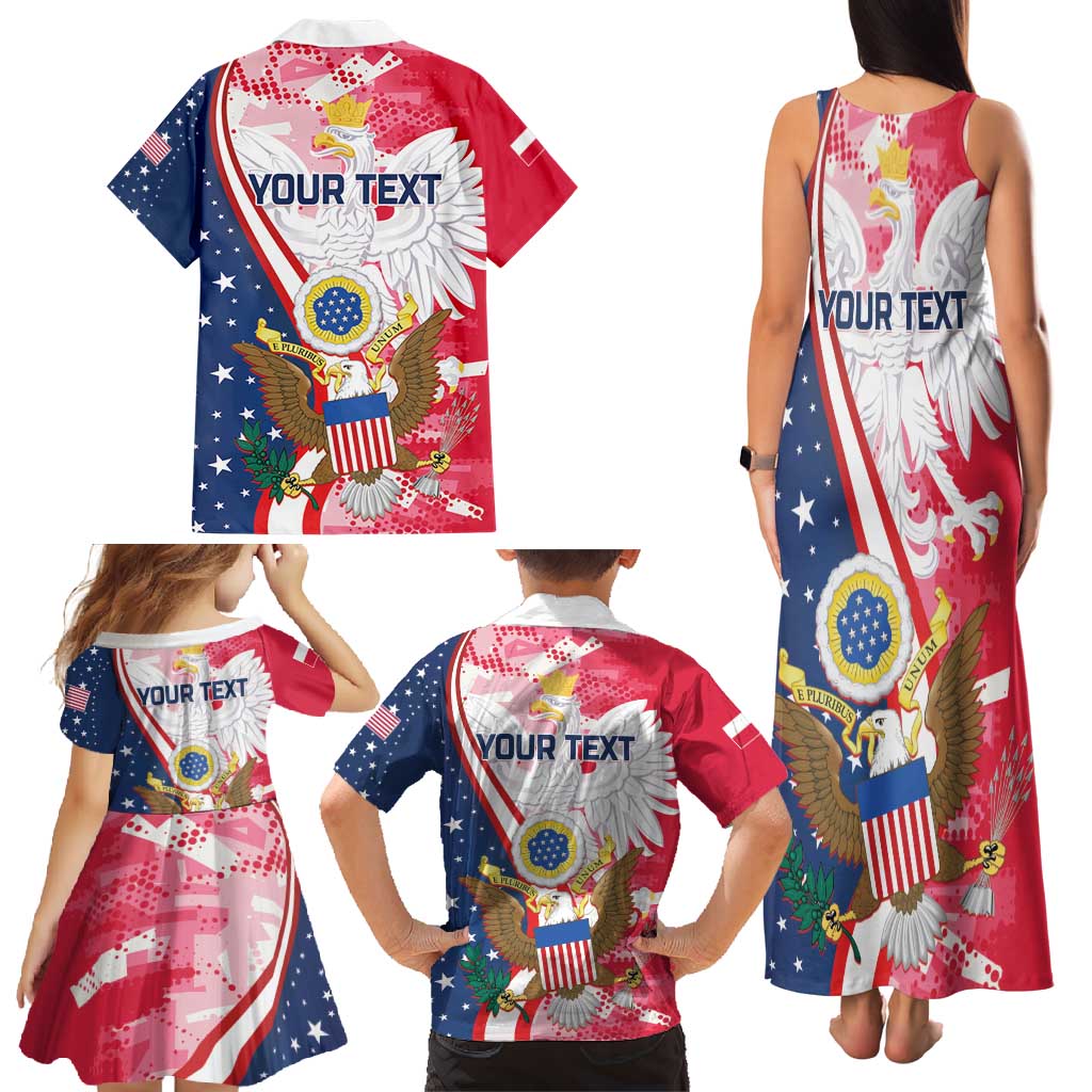 Personalized Polish-American Heritage Month Family Matching Tank Maxi Dress and Hawaiian Shirt Eagle Curve Style - Wonder Print Shop