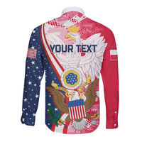 Personalized Polish-American Heritage Month Long Sleeve Button Shirt Eagle Curve Style - Wonder Print Shop