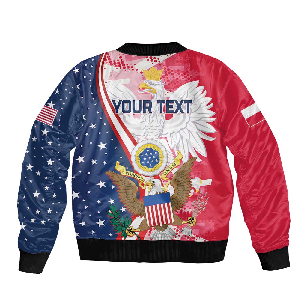 Personalized Polish-American Heritage Month Sleeve Zip Bomber Jacket Eagle Curve Style - Wonder Print Shop