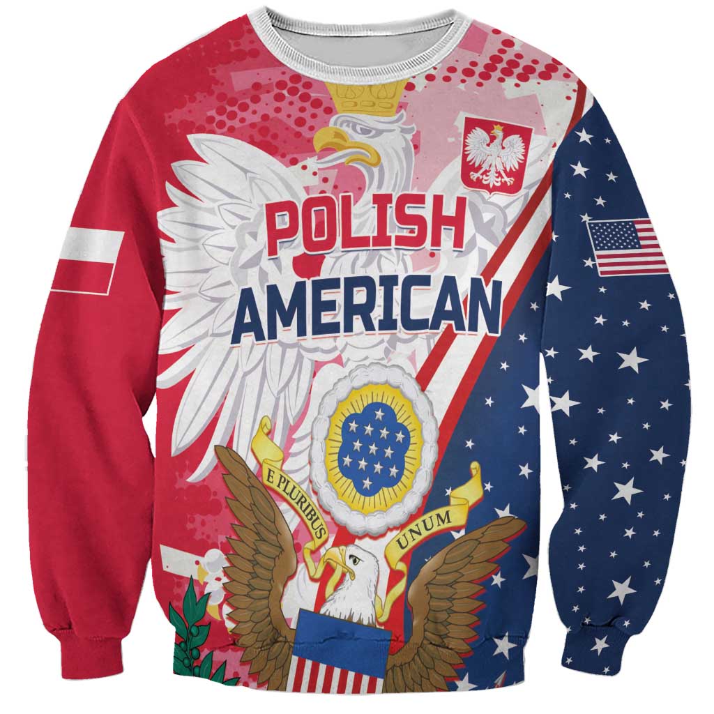 Personalized Polish-American Heritage Month Sweatshirt Eagle Curve Style - Wonder Print Shop