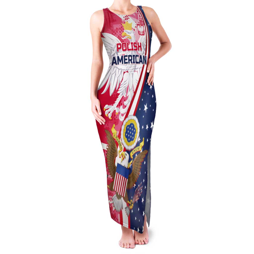Personalized Polish-American Heritage Month Tank Maxi Dress Eagle Curve Style - Wonder Print Shop