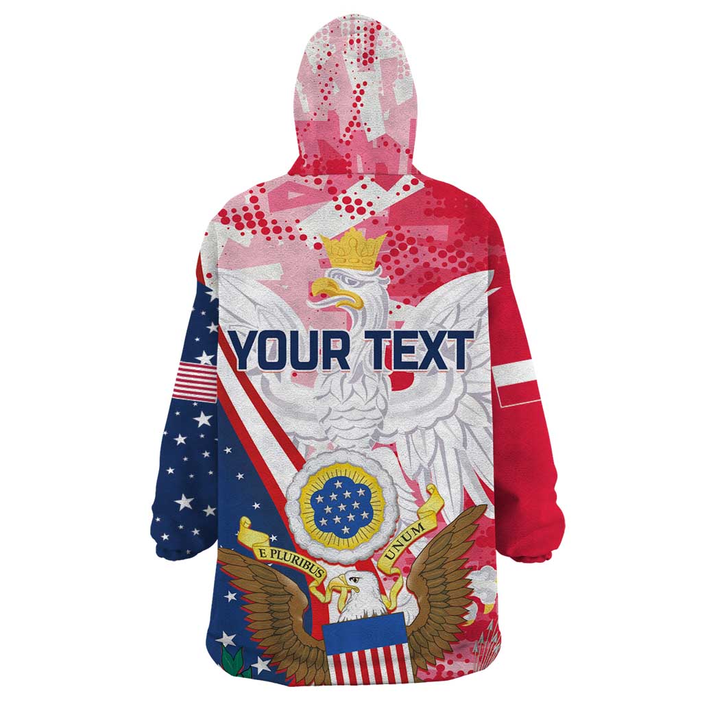 Personalized Polish-American Heritage Month Wearable Blanket Hoodie Eagle Curve Style - Wonder Print Shop