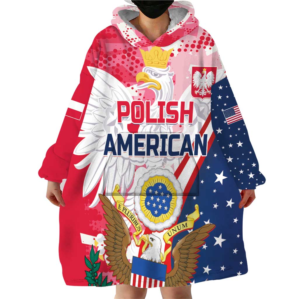 Personalized Polish-American Heritage Month Wearable Blanket Hoodie Eagle Curve Style - Wonder Print Shop
