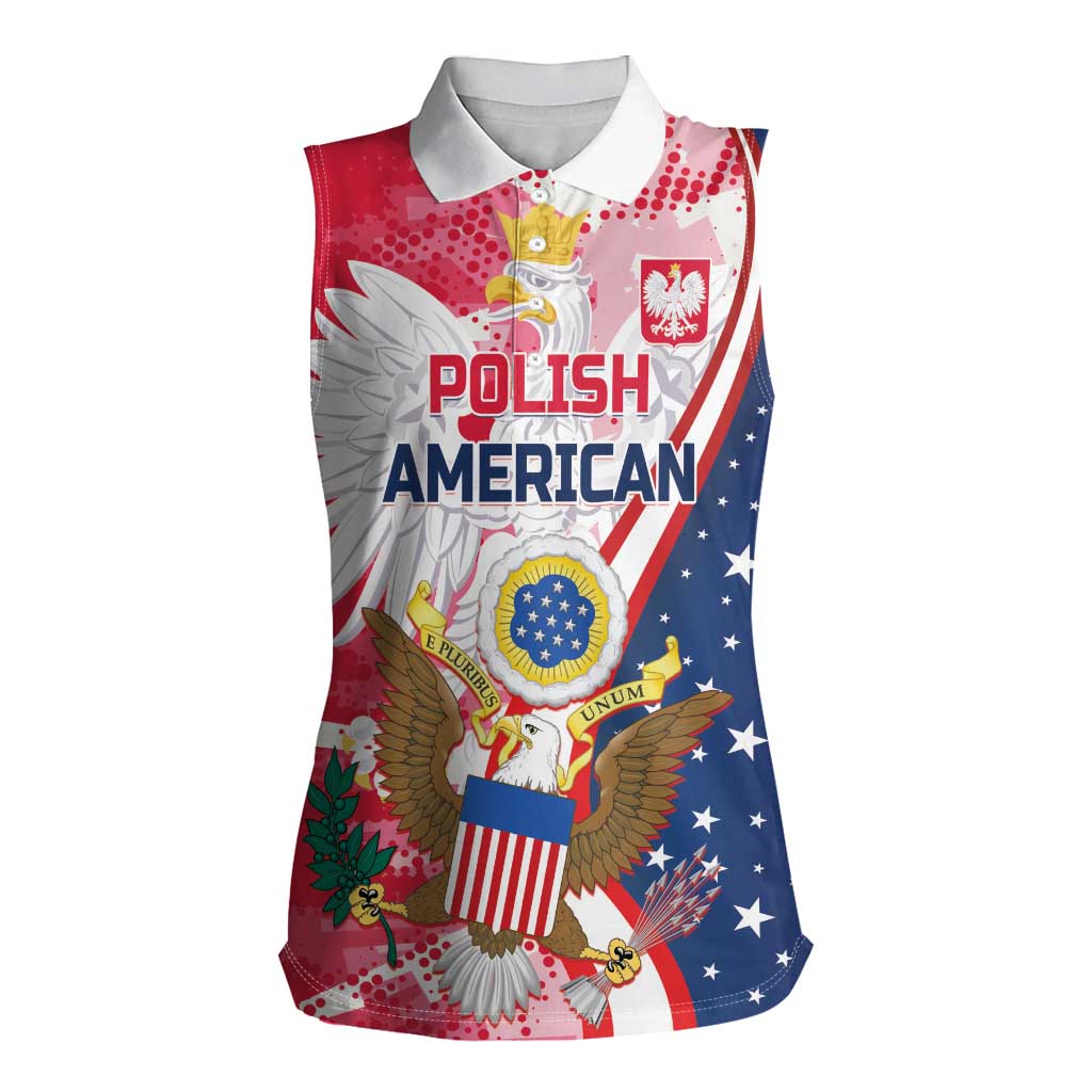 Personalized Polish-American Heritage Month Women Sleeveless Polo Shirt Eagle Curve Style - Wonder Print Shop