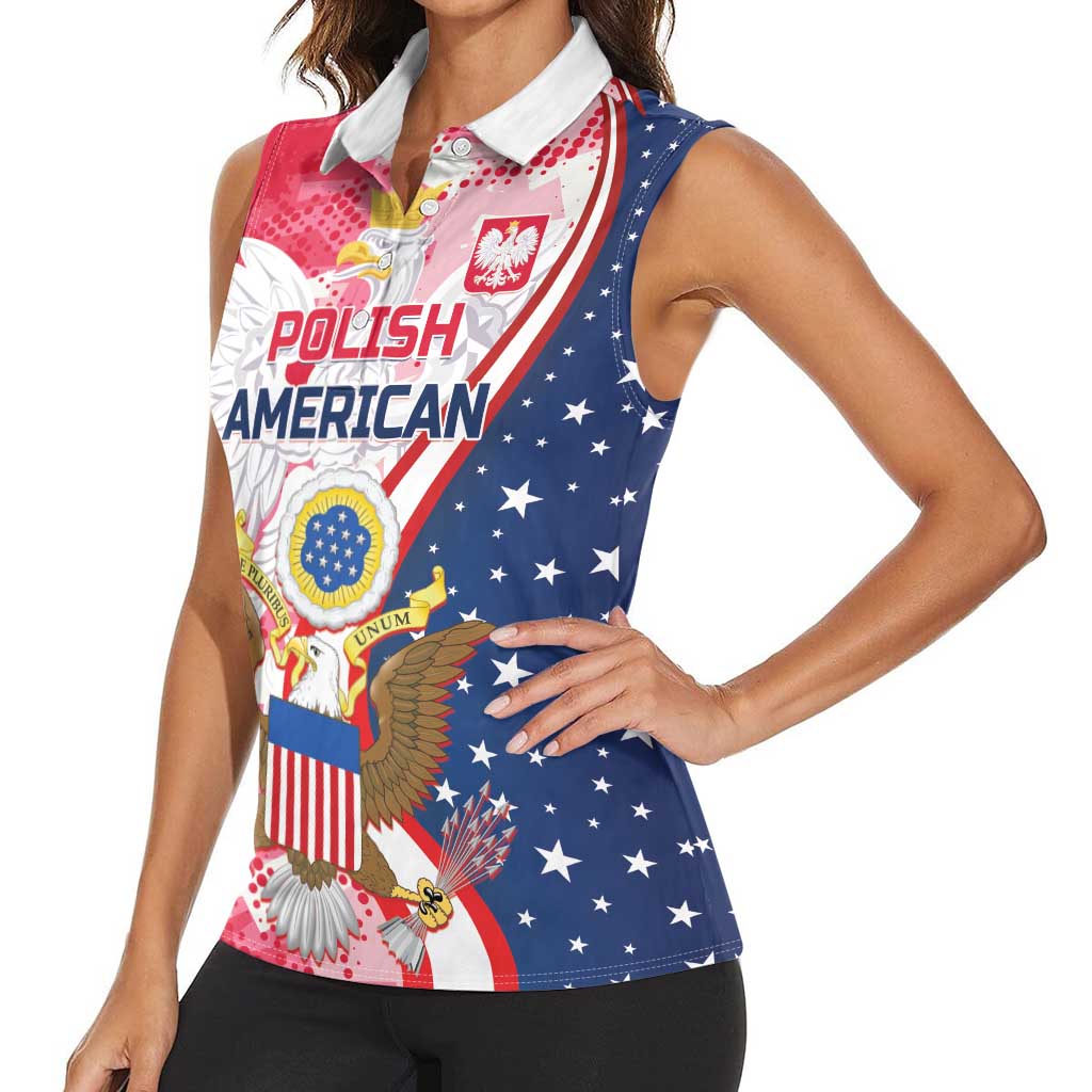 Personalized Polish-American Heritage Month Women Sleeveless Polo Shirt Eagle Curve Style - Wonder Print Shop
