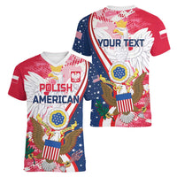Personalized Polish-American Heritage Month Women V-Neck T-Shirt Eagle Curve Style - Wonder Print Shop