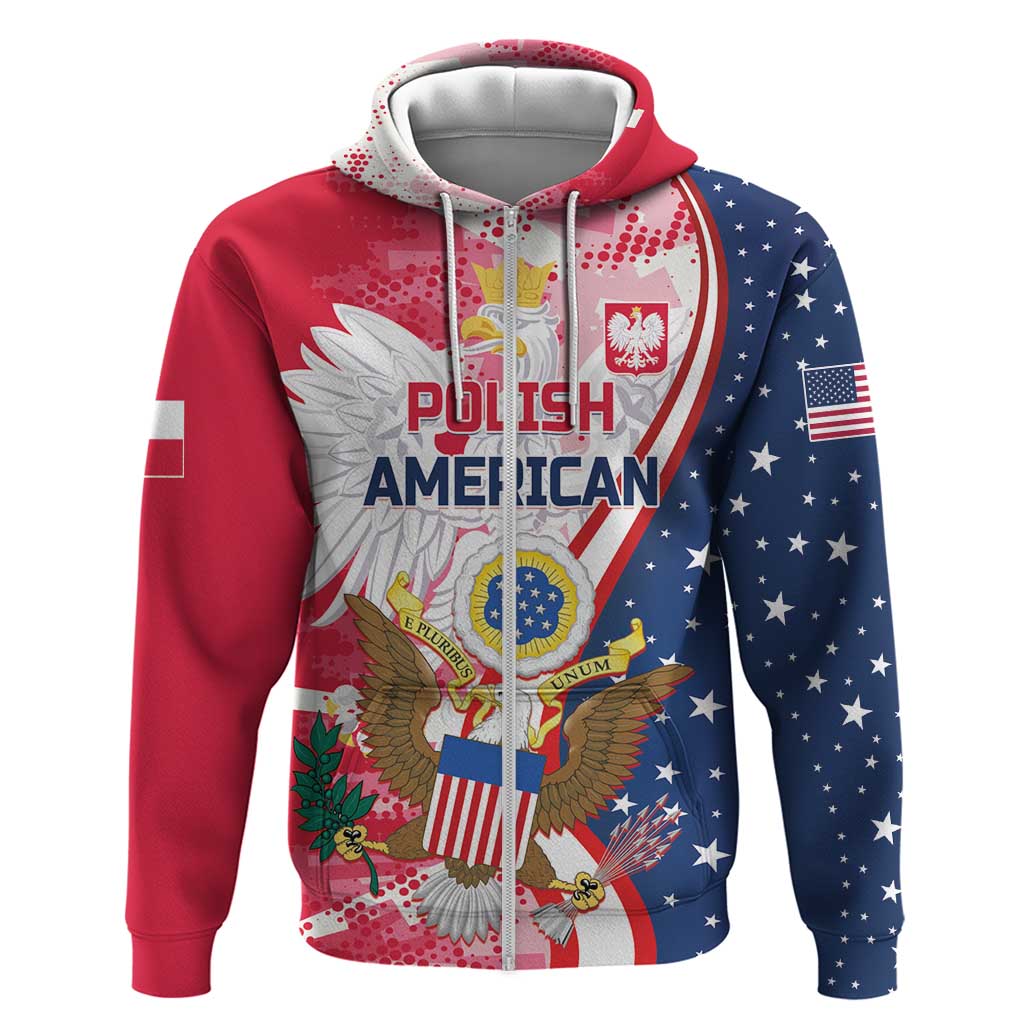 Personalized Polish-American Heritage Month Zip Hoodie Eagle Curve Style - Wonder Print Shop