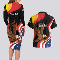 Personalized Proud to be German-American Couples Matching Long Sleeve Bodycon Dress and Hawaiian Shirt Eagle Heritage Month - Wonder Print Shop