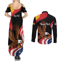 Personalized Proud to be German-American Couples Matching Summer Maxi Dress and Long Sleeve Button Shirt Eagle Heritage Month - Wonder Print Shop