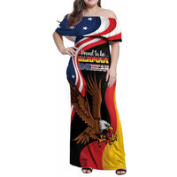 Personalized Proud to be German-American Family Matching Off Shoulder Maxi Dress and Hawaiian Shirt Eagle Heritage Month - Wonder Print Shop