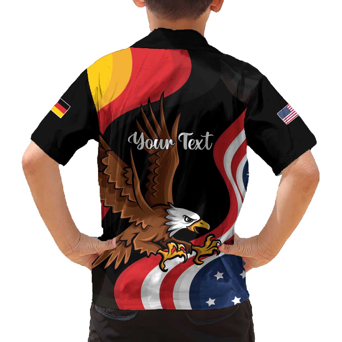 Personalized Proud to be German-American Family Matching Off Shoulder Short Dress and Hawaiian Shirt Eagle Heritage Month - Wonder Print Shop