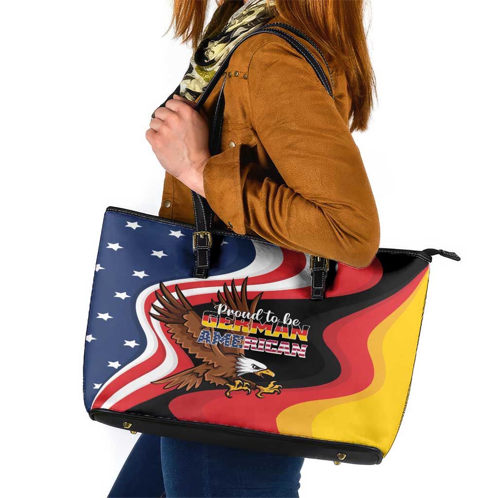 Proud to be German-American Leather Tote Bag Eagle Heritage Month - Wonder Print Shop