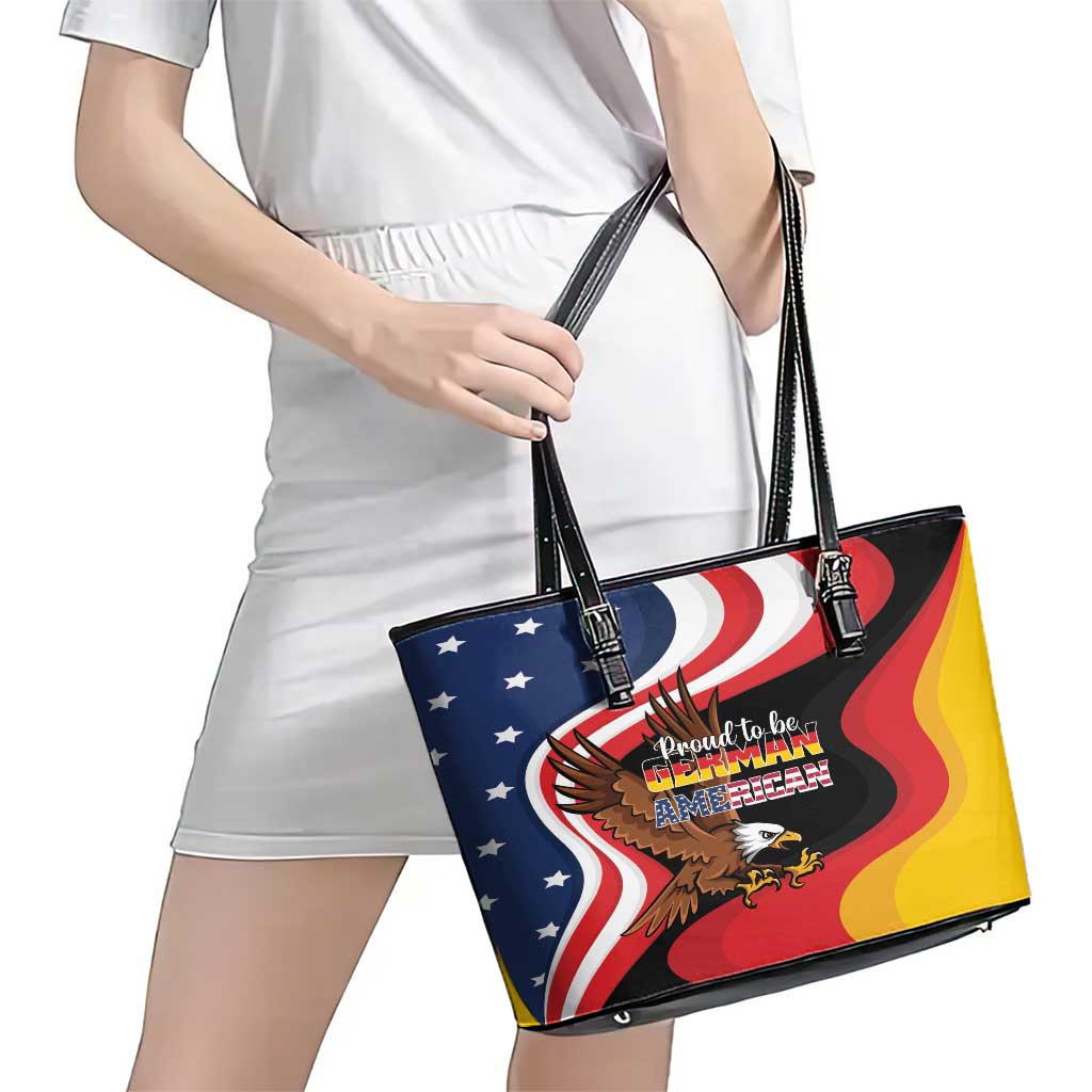 Proud to be German-American Leather Tote Bag Eagle Heritage Month - Wonder Print Shop