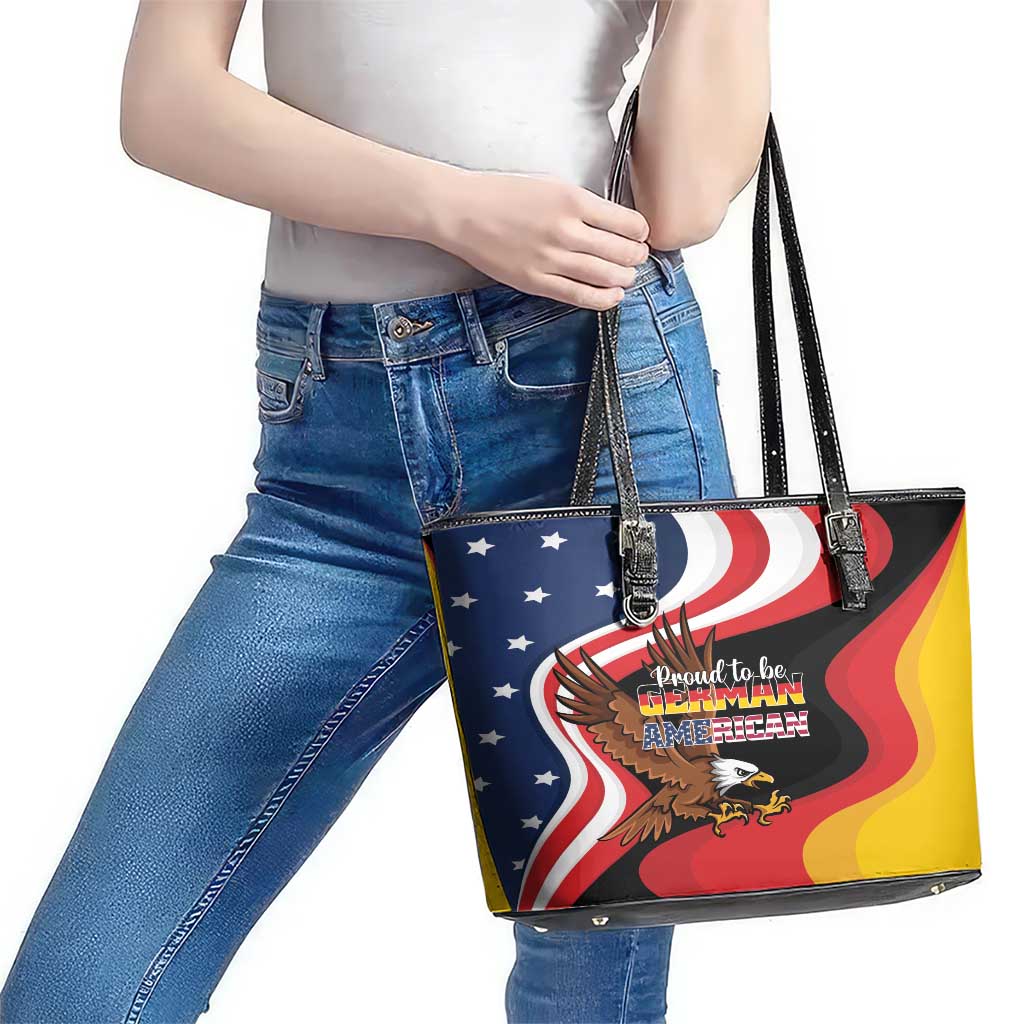 Proud to be German-American Leather Tote Bag Eagle Heritage Month - Wonder Print Shop