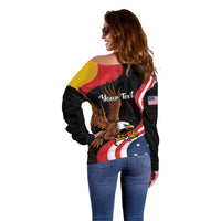 Personalized Proud to be German-American Off Shoulder Sweater Eagle Heritage Month - Wonder Print Shop