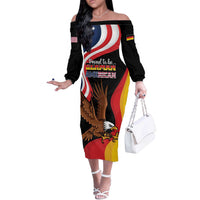 Personalized Proud to be German-American Off The Shoulder Long Sleeve Dress Eagle Heritage Month - Wonder Print Shop