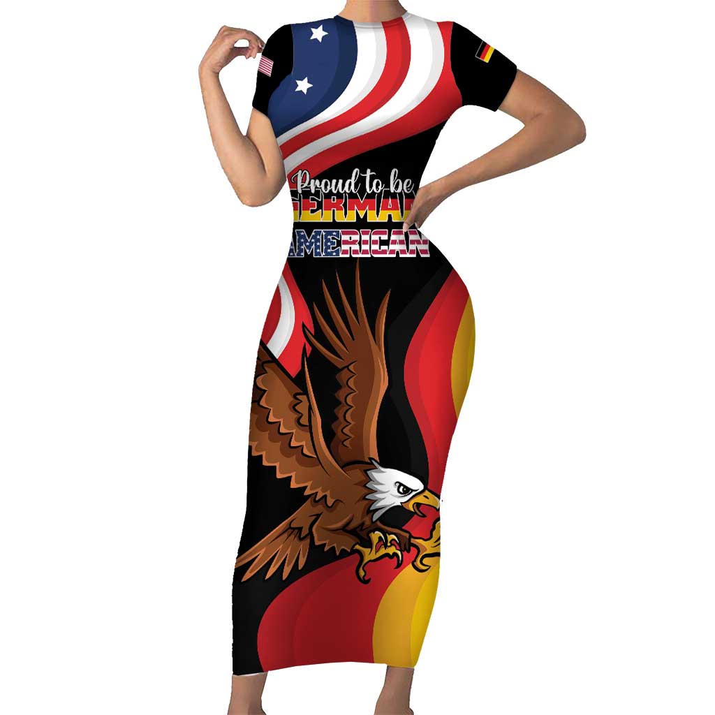 Personalized Proud to be German-American Short Sleeve Bodycon Dress Eagle Heritage Month - Wonder Print Shop