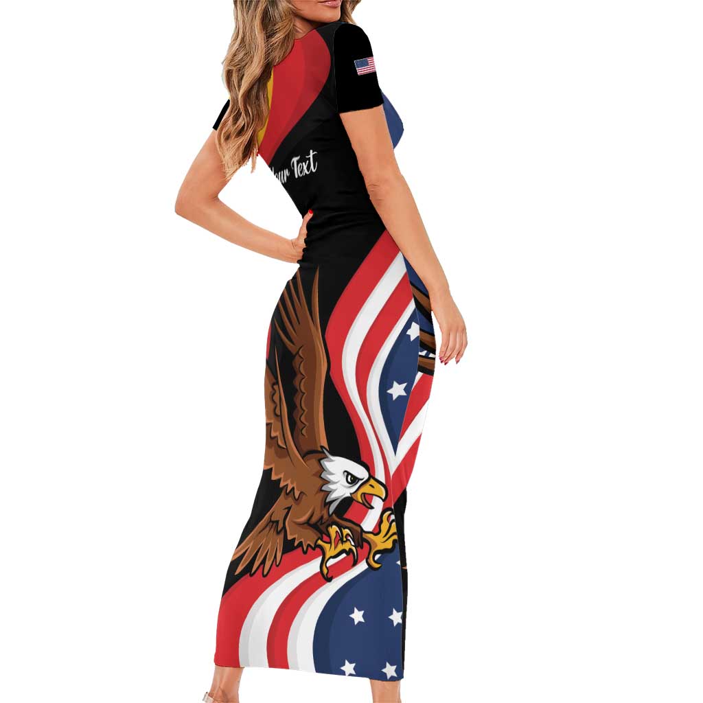 Personalized Proud to be German-American Short Sleeve Bodycon Dress Eagle Heritage Month - Wonder Print Shop
