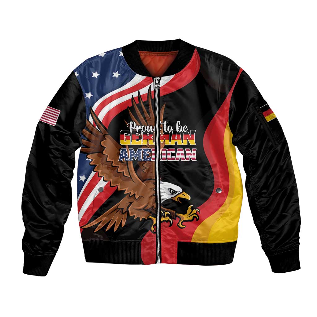 Personalized Proud to be German-American Sleeve Zip Bomber Jacket Eagle Heritage Month - Wonder Print Shop
