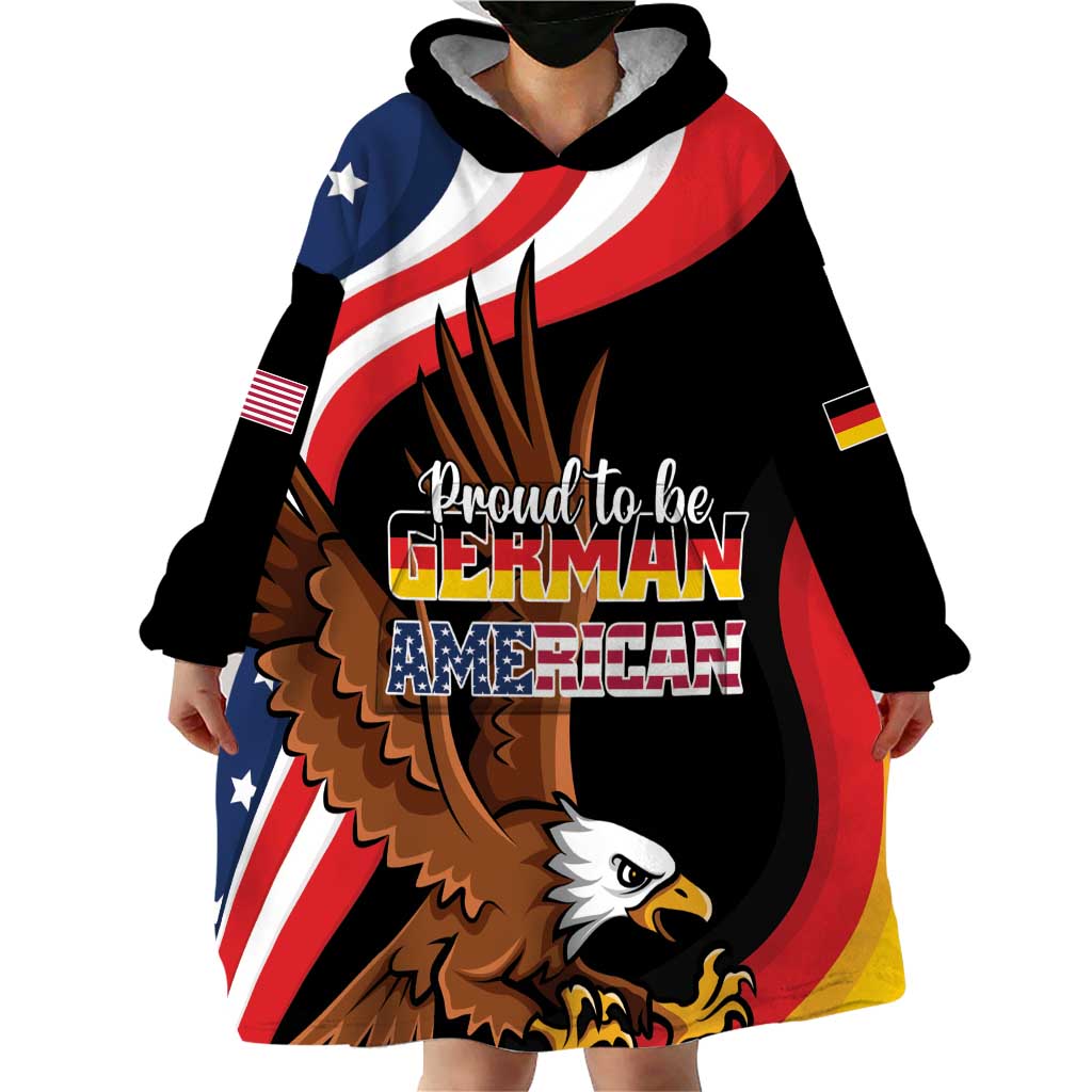 Personalized Proud to be German-American Wearable Blanket Hoodie Eagle Heritage Month - Wonder Print Shop