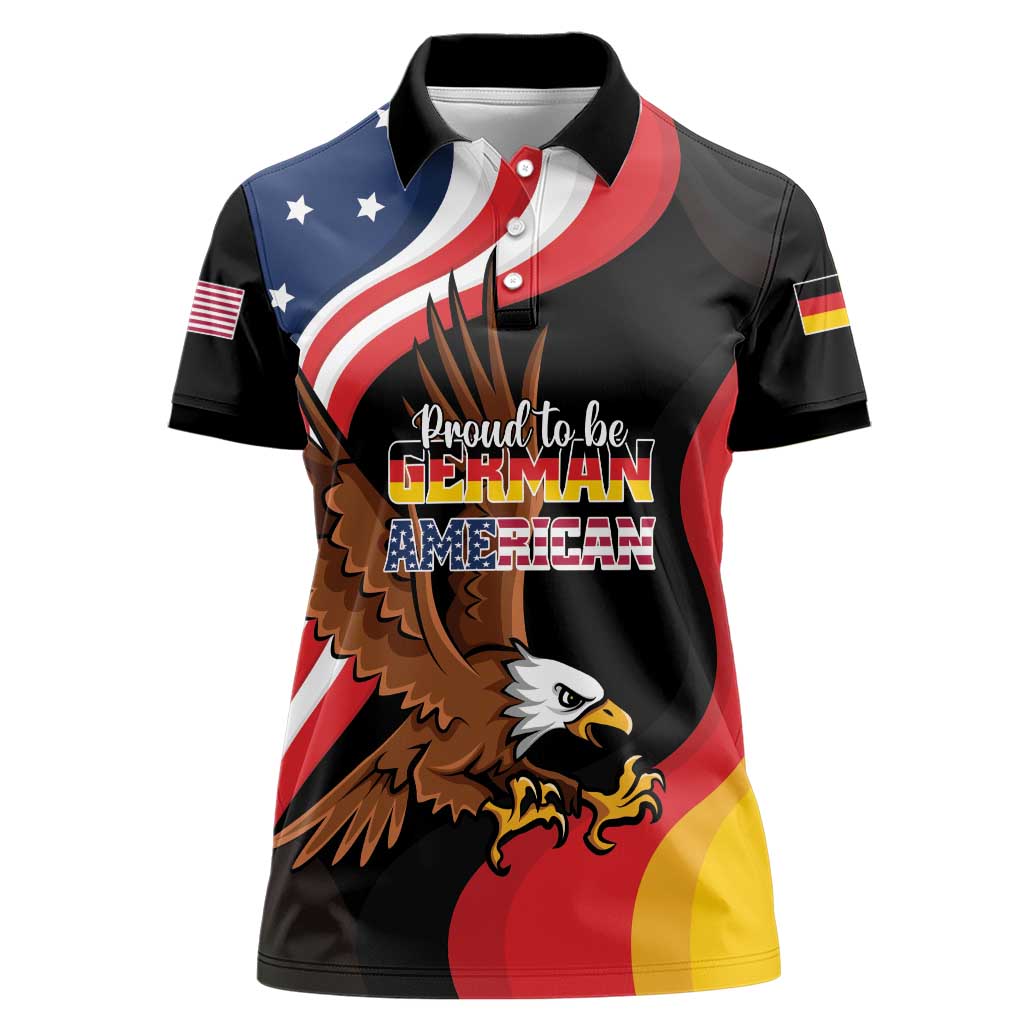 Personalized Proud to be German-American Women Polo Shirt Eagle Heritage Month - Wonder Print Shop