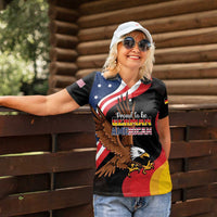 Personalized Proud to be German-American Women Polo Shirt Eagle Heritage Month - Wonder Print Shop