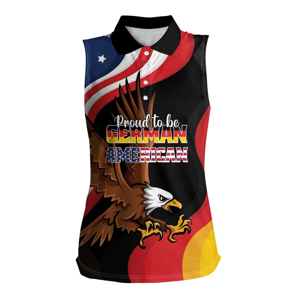 Personalized Proud to be German-American Women Sleeveless Polo Shirt Eagle Heritage Month - Wonder Print Shop