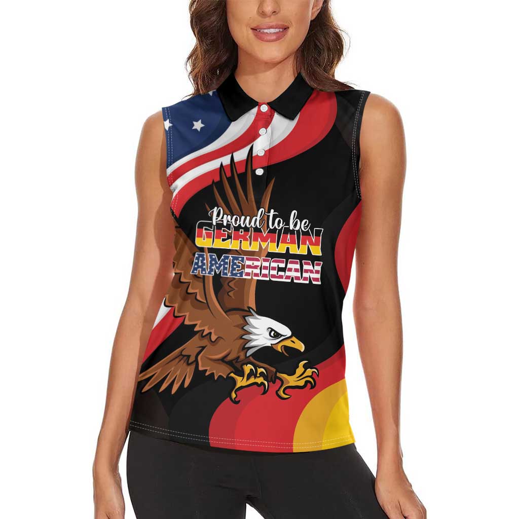 Personalized Proud to be German-American Women Sleeveless Polo Shirt Eagle Heritage Month - Wonder Print Shop